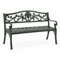Gartenbank 122×61×92 cm aus Metall in Dunkelgrün mit Ornamenten