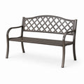 Gartenbank 120×60×90 cm aus Metall in Dunkelbraun mit Gitterrückenlehne