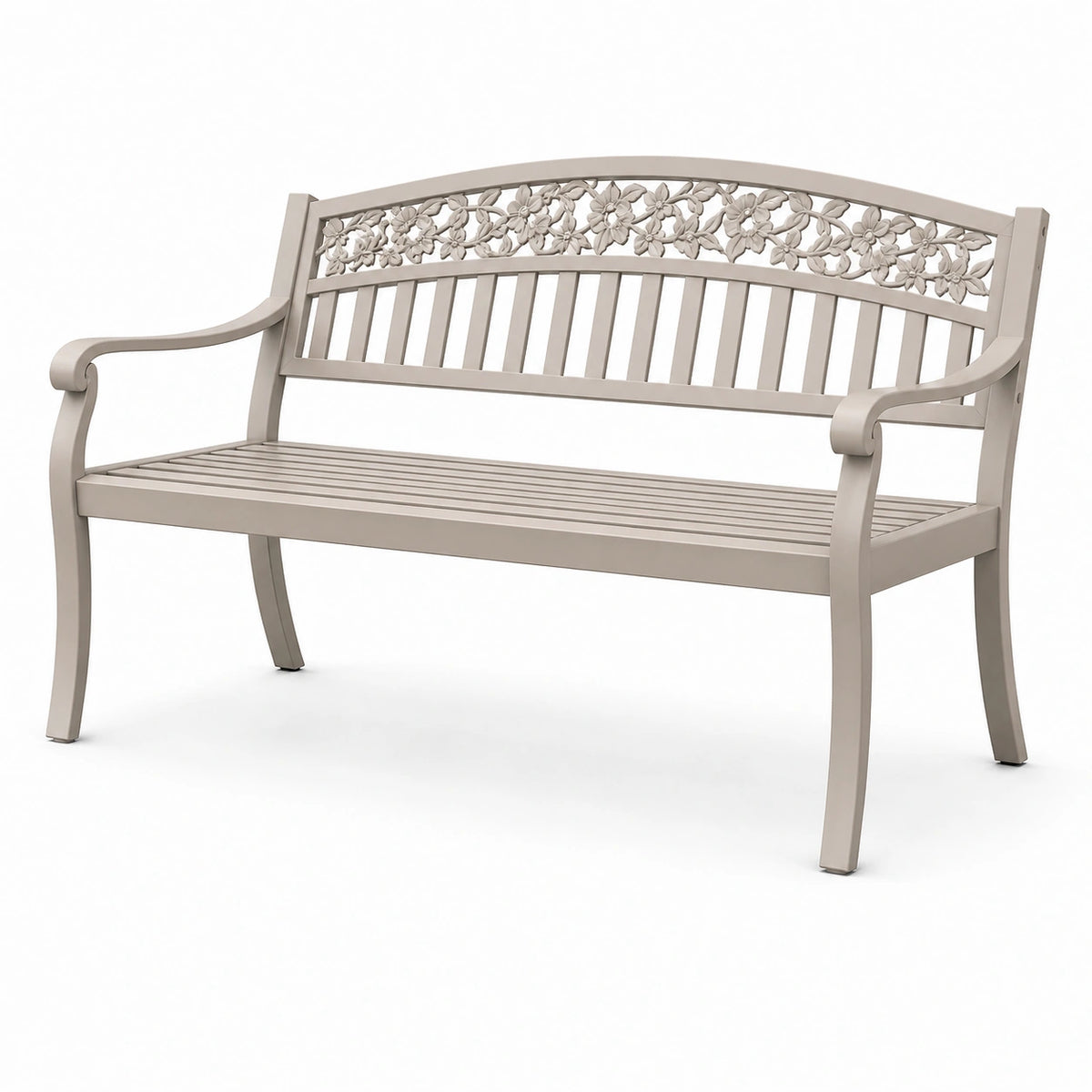 Gartenbank 122×62×92 cm Metall Beige mit floralem Muster