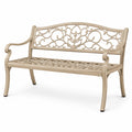 Gartenbank 120 x 60 x 90 cm aus Metall in Beige mit Ornamenten