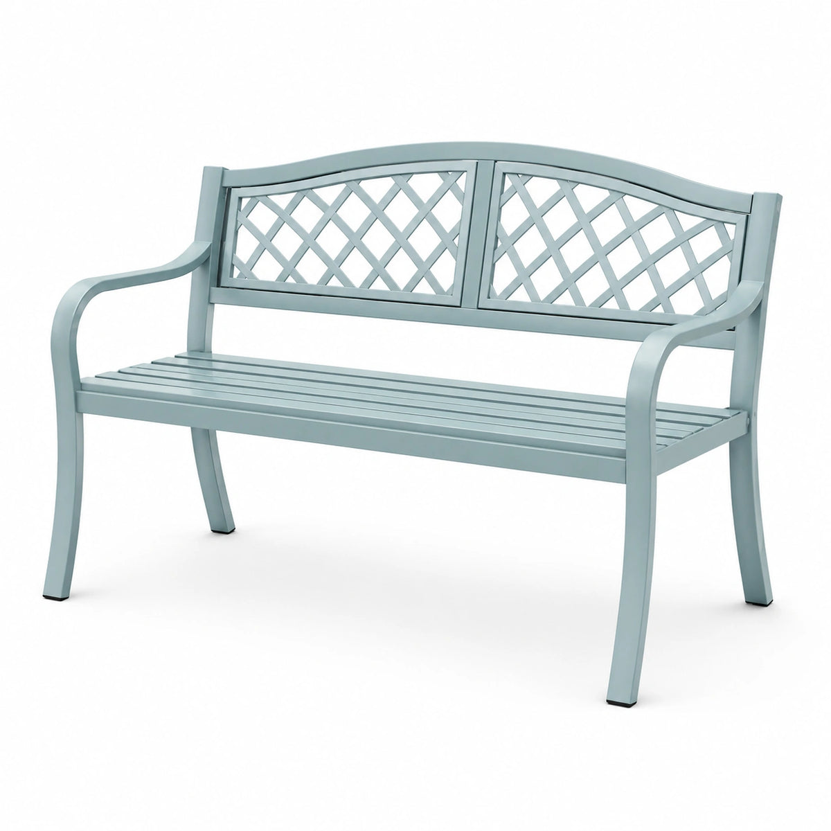 Gartenbank 122×61×89 cm Metall Hellgrau für Außenbereich mit Gitterdesign