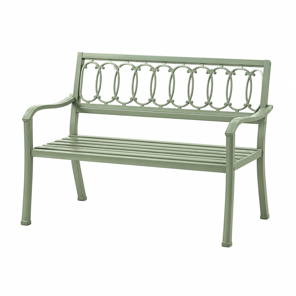 Gartenbank 122×62×88 cm aus Metall Grün für Außenbereich im klassischen Stil