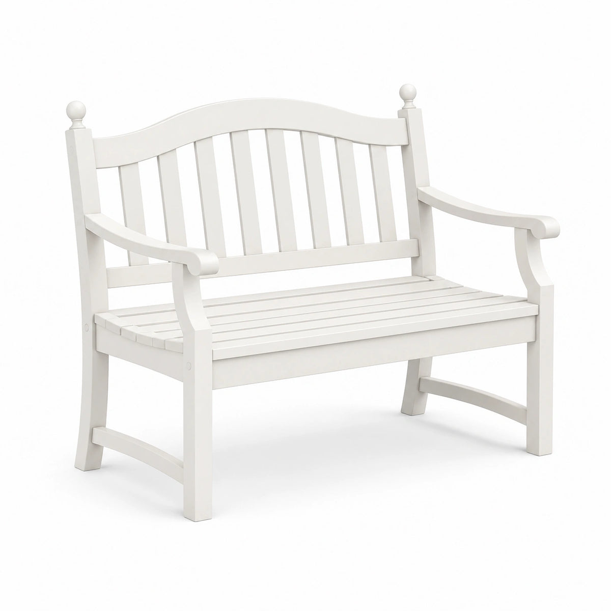 Gartenbank 120×65×92 cm Holz Weiß mit Armlehnen im Landhausstil