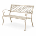 Gartenbank 125×60×90 cm Metall Cremeweiß mit Ornamentrückenlehne