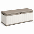 Aufbewahrungsbox 120×55×60 cm Kunststoff Beige/Grau mit Deckel für Garten