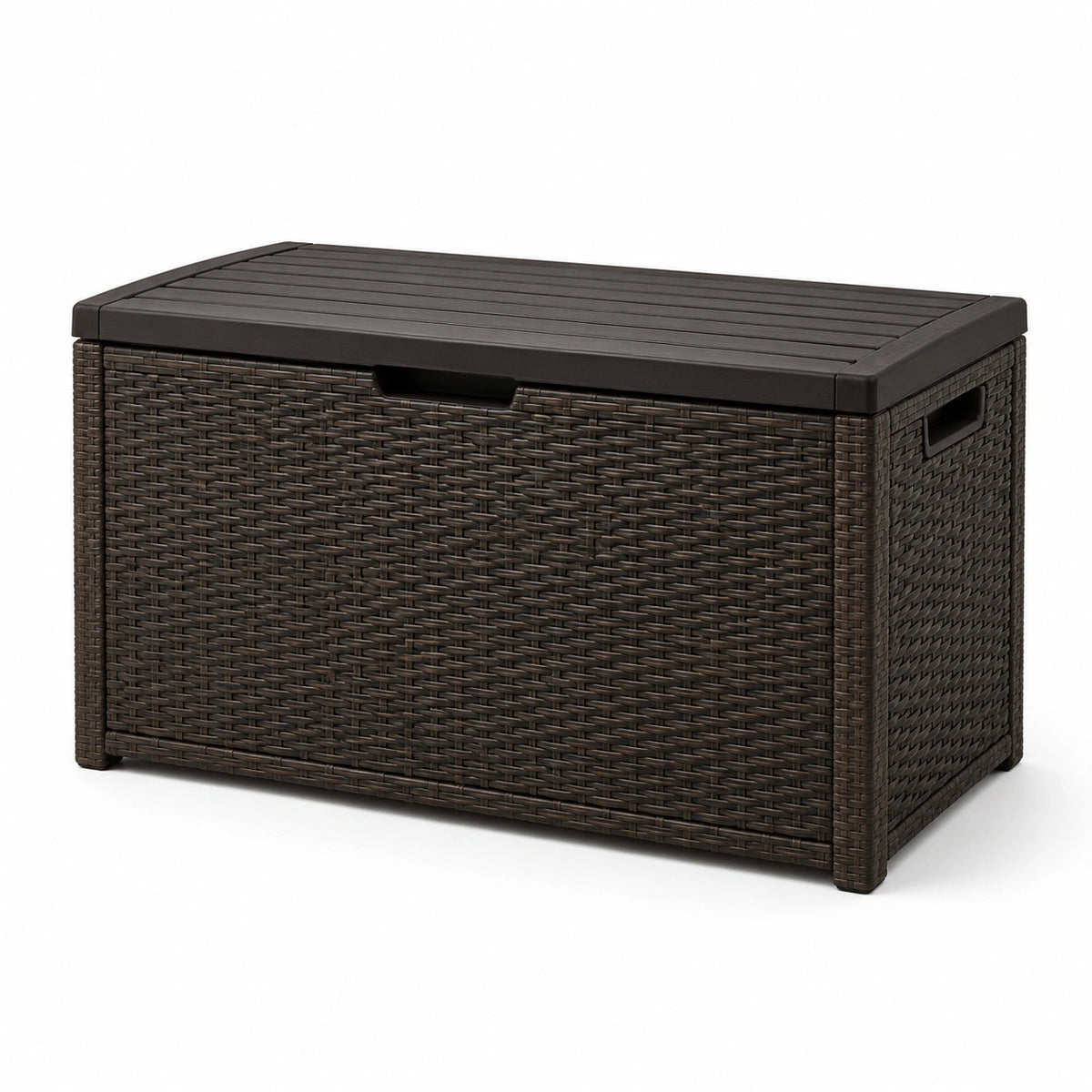 Garten-Aufbewahrungsbox 135×70×64 cm Kunststoff Dunkelbraun mit Deckel für Außenbereich