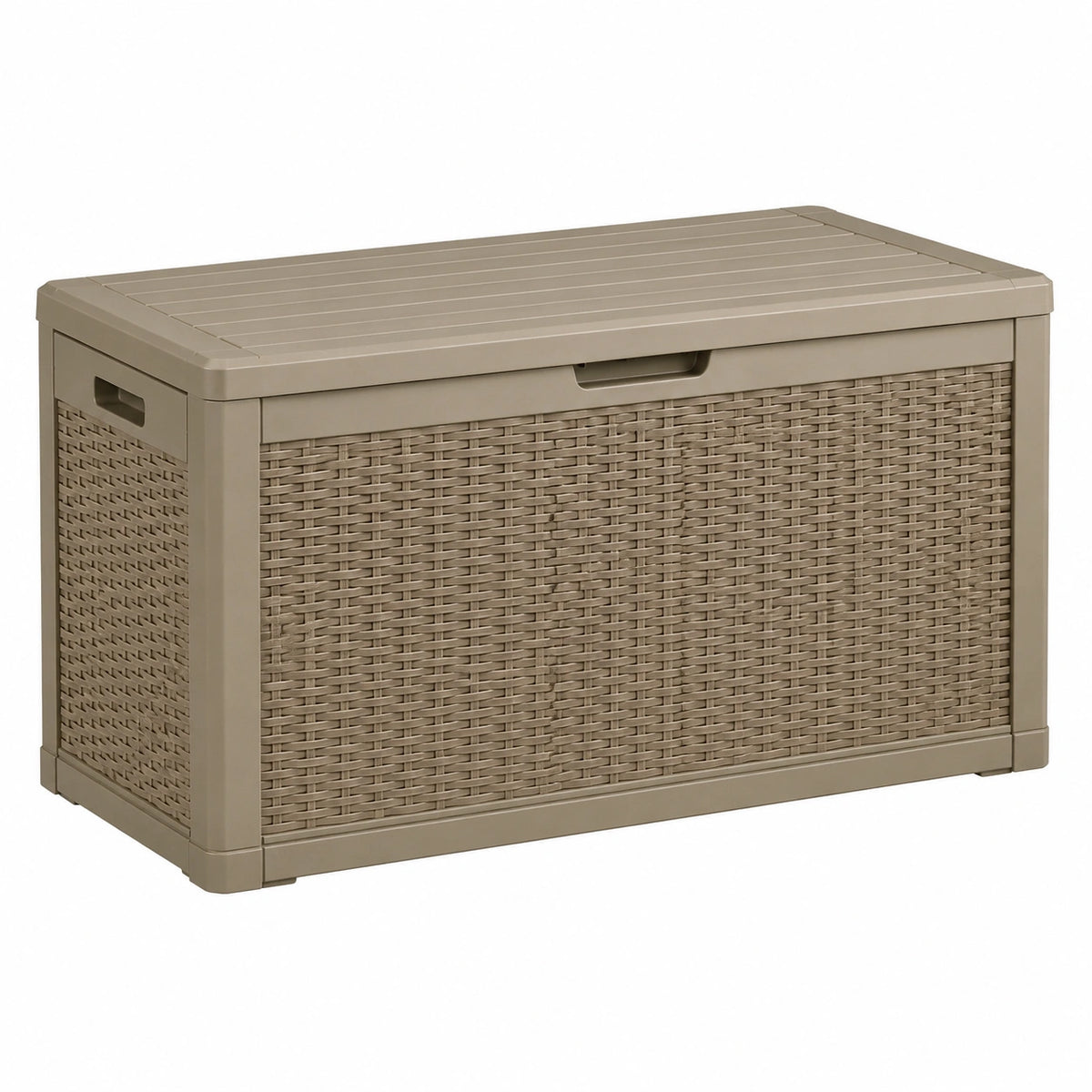 Aufbewahrungsbox 116 x 56 x 63 cm Kunststoff Taupe mit Deckel für Gart – karveniq