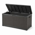 Garten-Aufbewahrungsbox 150 x 75 x 70 cm Kunststoff Anthrazit wetterfest mit Klappdeckel
