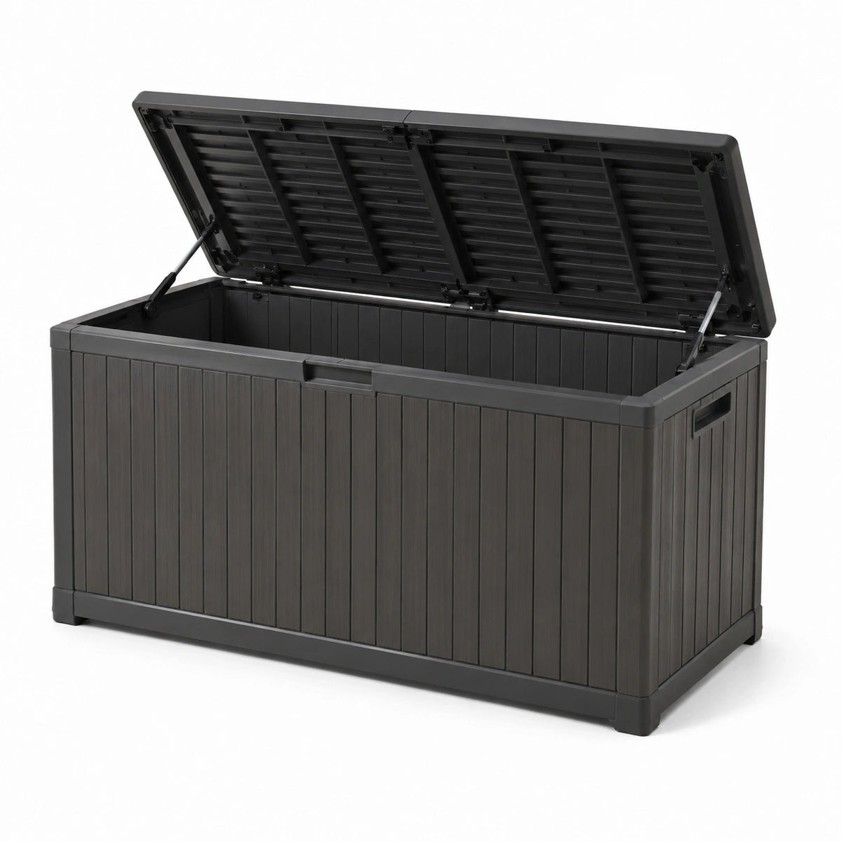 Garten-Aufbewahrungsbox 150 x 75 x 70 cm Kunststoff Anthrazit wetterfest mit Klappdeckel