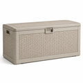 Aufbewahrungsbox 116×55×60 cm Kunststoff Taupe mit Deckel und Flechtoptik