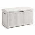 Aufbewahrungsbox 120×60×65 cm Kunststoff Weiß für Außenbereich mit Deckel Flechtoptik