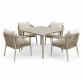 Garten-Essgruppe 120×80 cm Metall Seilgeflecht Beige modern für Terrasse