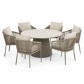 Garten-Essgruppe für 6 Personen Ø150×75 cm Metall Seilgeflecht Beige Modern