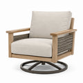 Drehbarer Gartenlounge-Sessel 80×85×85 cm Holz Beige Grau mit Metallfuß