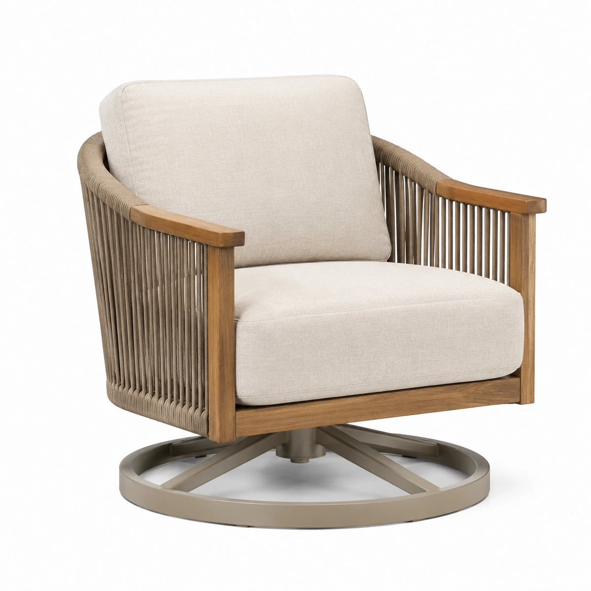 Drehsessel 75×78×85 cm Holz Textil Beige für Wohnbereich mit Drehgestell