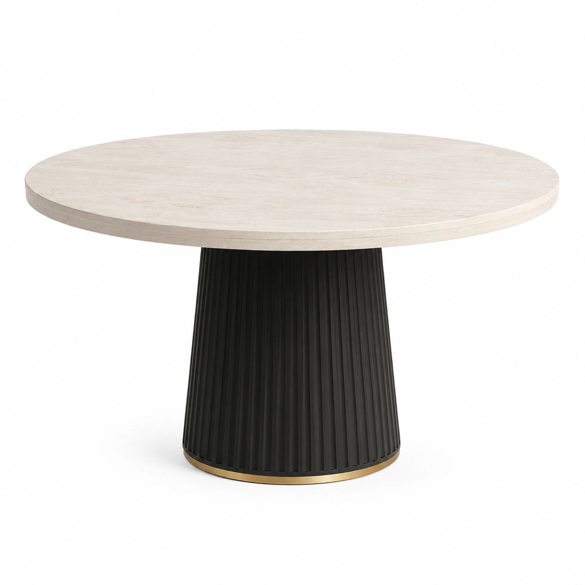 Esstisch 120×75cm Stein Metall Beige Schwarz Gold rund geriffelter Standfuß