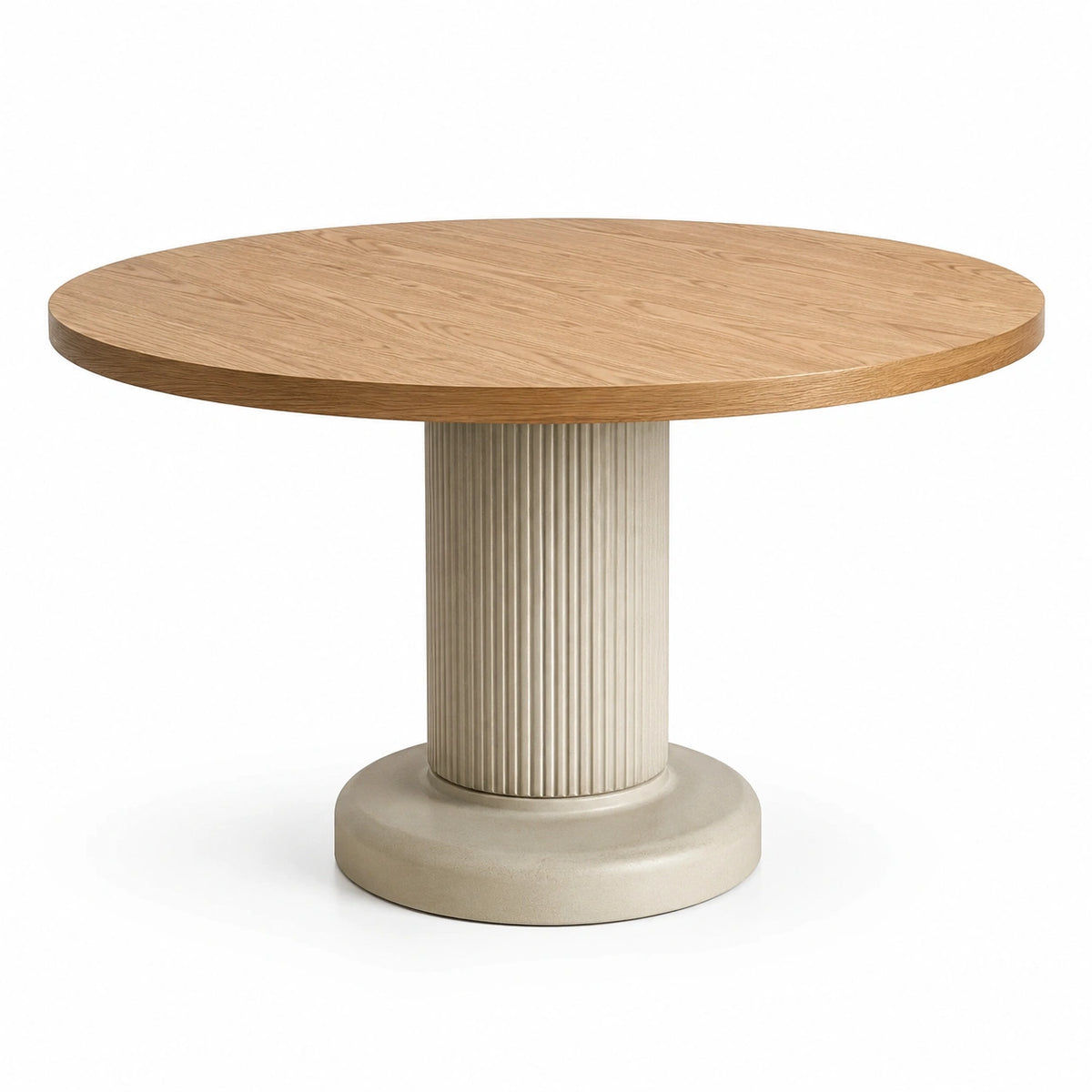 Runder Esstisch 120 x 75 cm Holzwerkstoff Natur Beige mit Säulenfuß