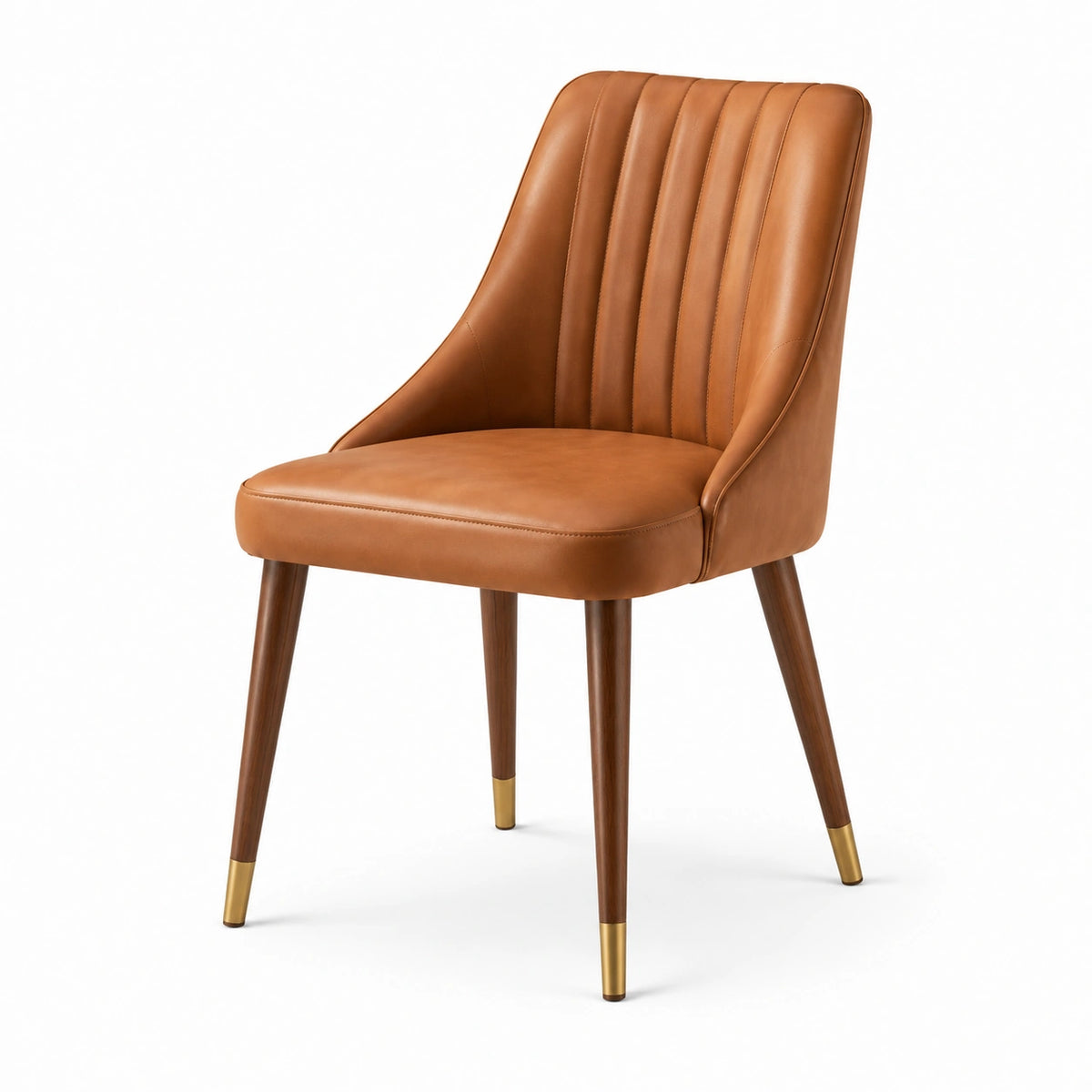 Esszimmerstuhl 58×61×86 cm Kunstleder Braun Gepolstert Retro