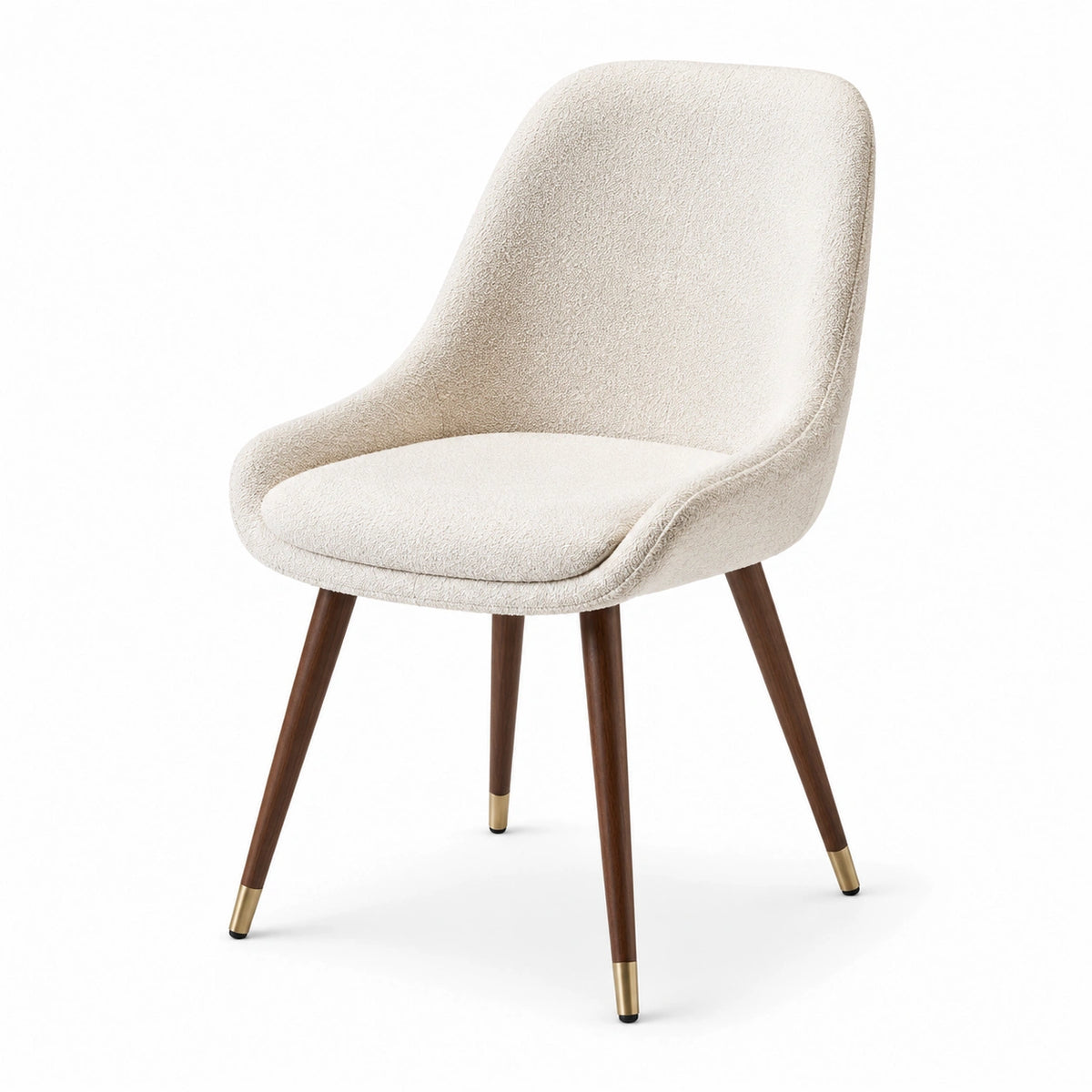 Esszimmerstuhl 57×61×88 cm Bouclé Creme mit Holzbeinen im modernen Stil