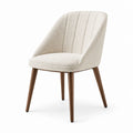 Esszimmerstuhl 58×61×82 cm aus Boucléstoff in Creme mit Holzbeinen