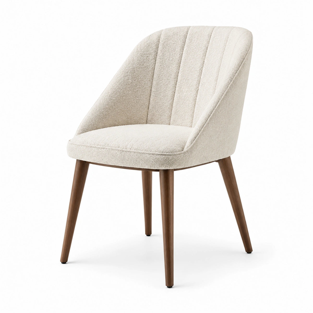 Esszimmerstuhl 58×61×82 cm aus Boucléstoff in Creme mit Holzbeinen